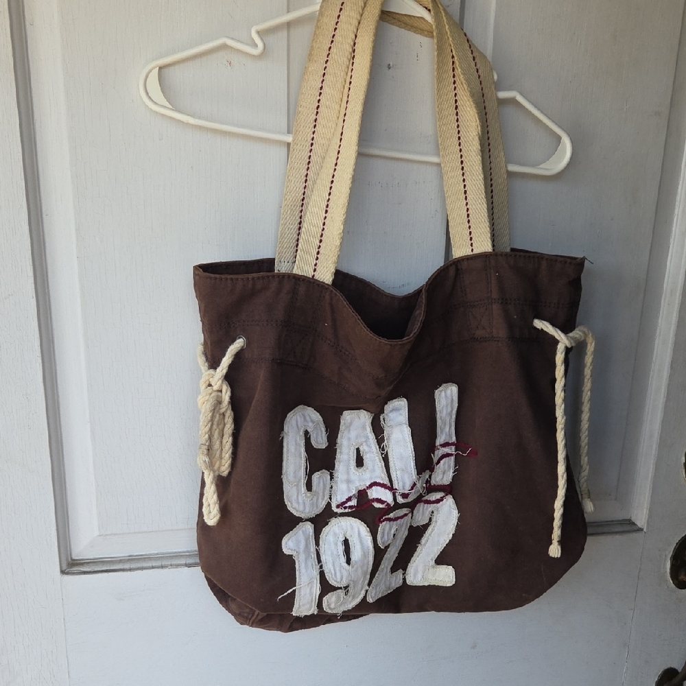 Brown Canvas Tote Bag Hollister Huge Large Y2k